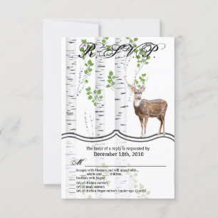 3.5x5 R.S.V.P. Card Woodland Deer Doe Buck Hunting