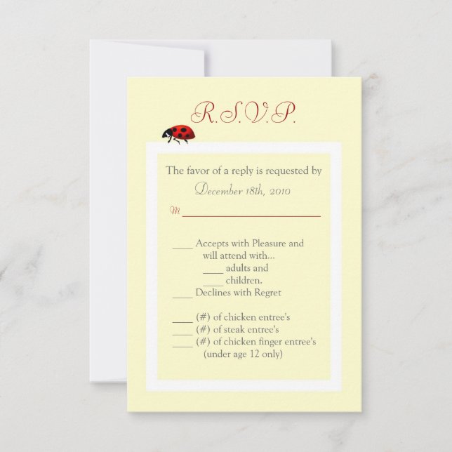 3.5x5 R.S.V.P. Card Yellow and Lady Bug (Front)