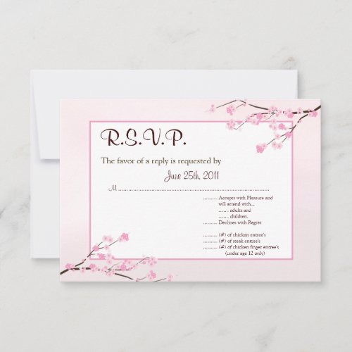 35x5 RSVP Reply Card Pink Cherry Blossom