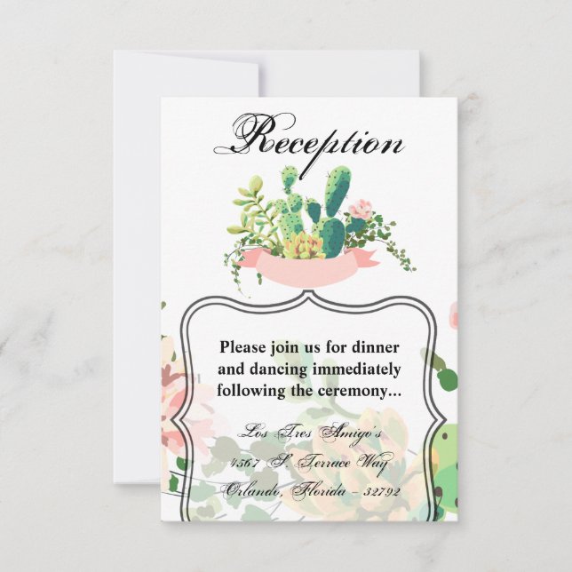 3.5x5 Reception Card Bohemian Cactus Succulents De (Front)