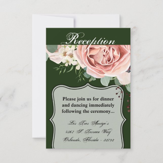 3.5x5 Reception Card Geometric Garden Rose Green (Front)