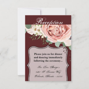 3.5x5 Reception Card Geometric Garden Rose Wine