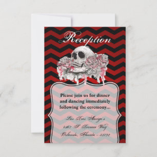 3.5x5 Reception Card skull Rose Gothic Chevron red