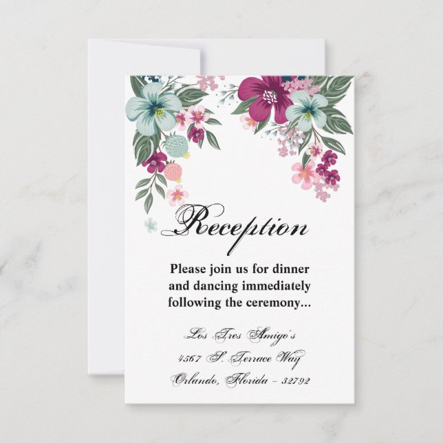 3.5x5 Reception Card Tropical Flower on White (Front)