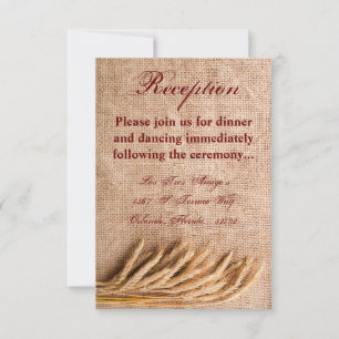3.5x5 Reception Card Wheat on Burlap Sack Country