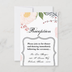 3.5x5 Reception Card White Floral Flowers on White