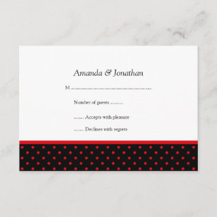 3.5x5 Red and Black Polka Dot  RSVP Card