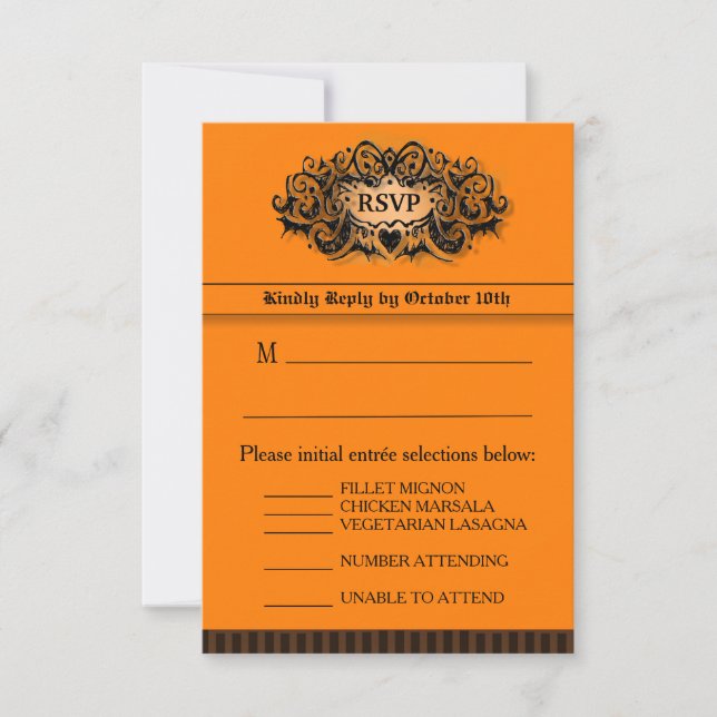 3.5x5 RSVP Card - Menu - Orange & Black (Front)
