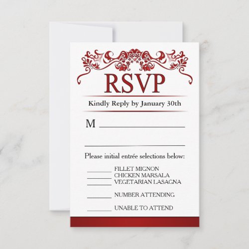 35x5 RSVP Menu Card _ Red Elegant Valentines