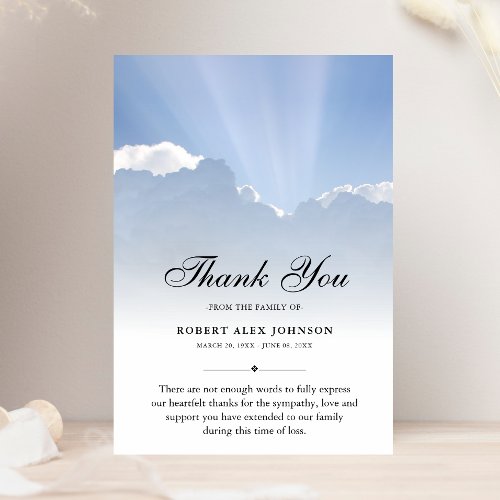 35x5 Thank You clouds Funeral Photo Sympathy