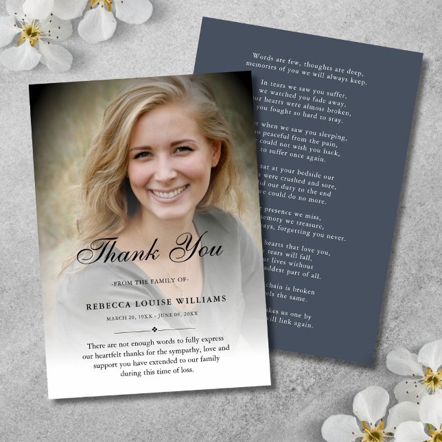 3.5x5 Thank You Custom Funeral Photo Sympathy Card (Sympathy Thank You Photo Card)