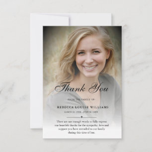 3.5x5 Thank You Custom Funeral Photo Sympathy Gray Card