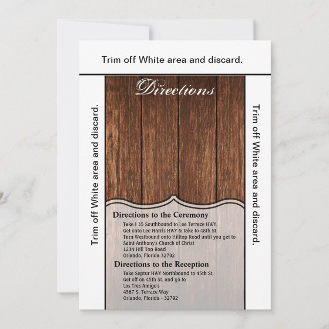 3.5x6 Directions Card Barn Wood Country Rustic (Front)