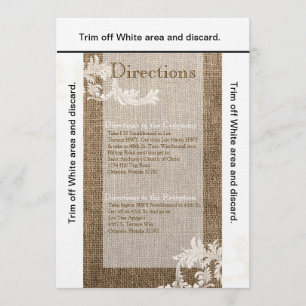 3.5x6 Directions Card Burlap Lace Country Western