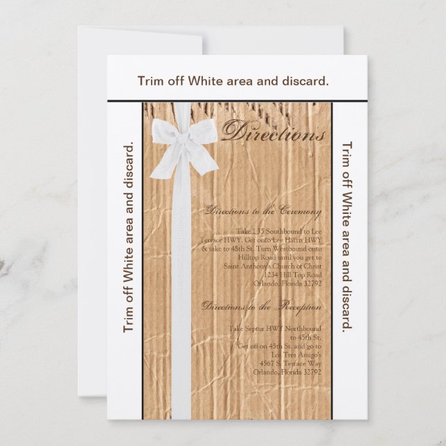 3.5x6 Directions Card Cardboard Flap White Ribbon (Front)