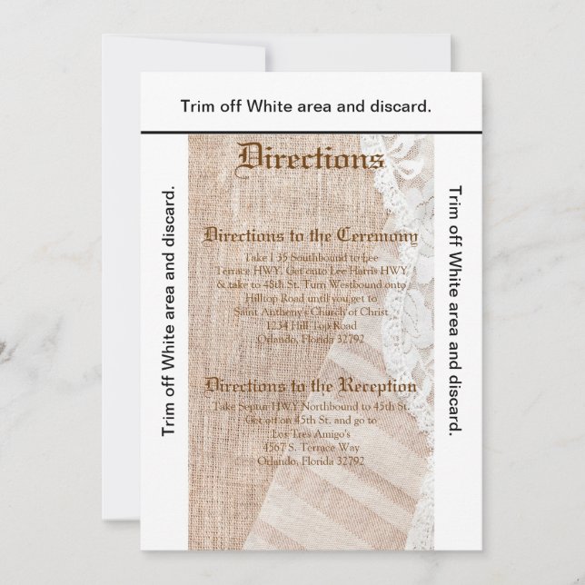 3.5x6 Directions Card Country Lace Handkerchief (Front)