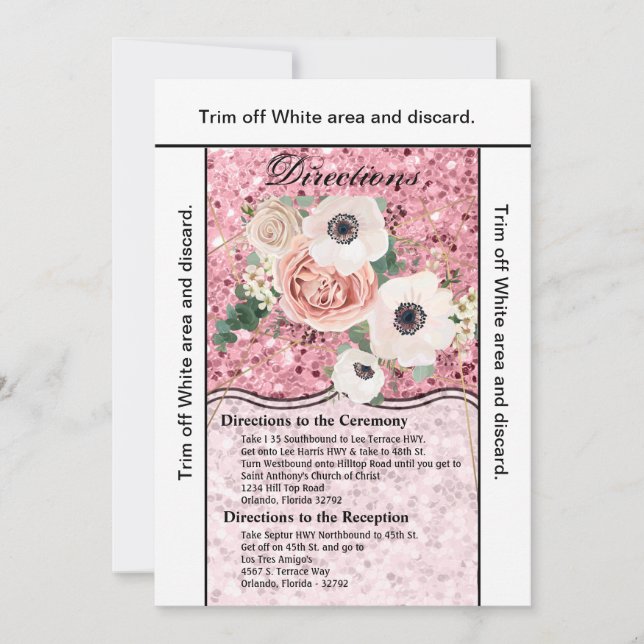 3.5x6 Directions Card Geometric Garden Rose Glitte (Front)