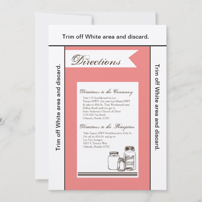 3.5x6 Directions Card Mason Jar Country Rustic Vas (Front)