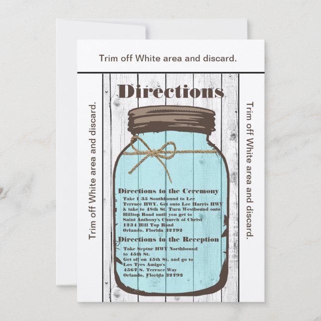 3.5x6 Directions Card Mason Jar Wood Country Rusti (Front)