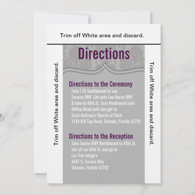 3.5x6 Directions Card Modern Gray Damas (Front)