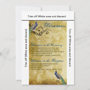 3.5x6 Directions Card Peacock Vintage Feathers Bir