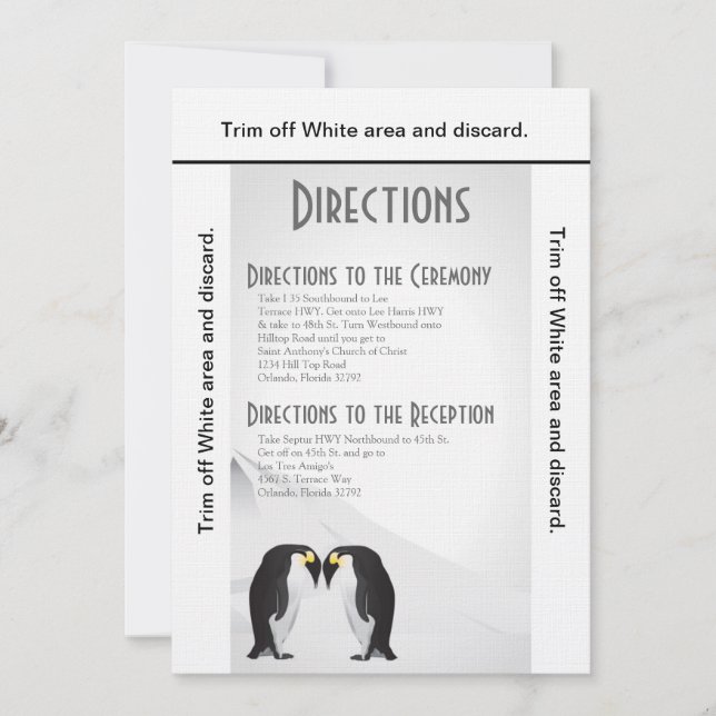 3.5x6 Directions Card Penguins Mate for Life Gray (Front)