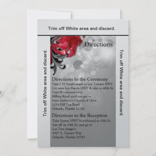 35x6 Directions Card Red Masquerade