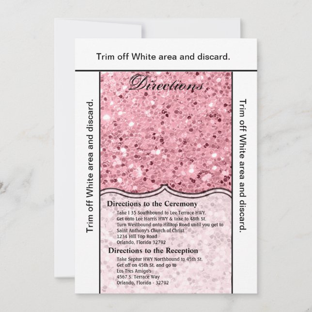 3.5x6 Directions Card Rose Gold Glitter (Front)