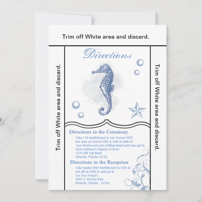 3.5x6 Directions Card Seahorse Sea Ocean Beach (Front)