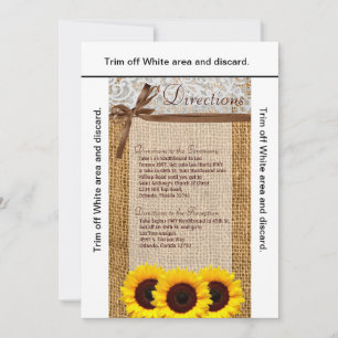 3.5x6 Directions Card Sunflower Lace Burlap Countr