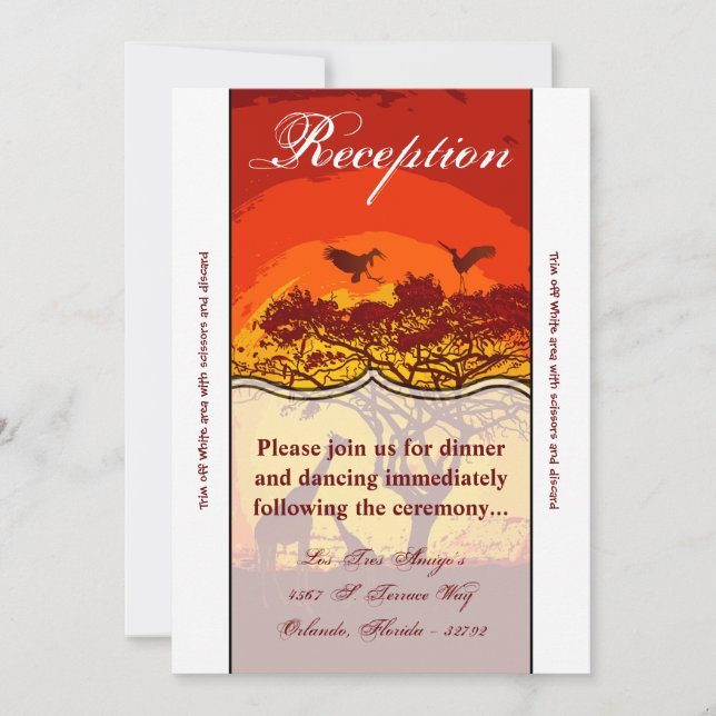 3.5x7 Reception Card African Safari Giraffe Sun (Front)