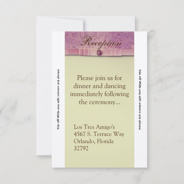 3.5x7 Reception Card Amethyst Jewel Embossed Paper (Front)