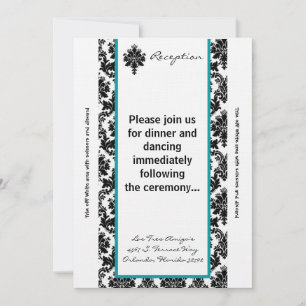 3.5x7 Reception Card Black Teal Damask