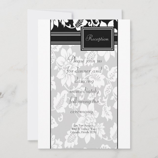 3.5x7 Reception Card Black & White Filigree (Front)