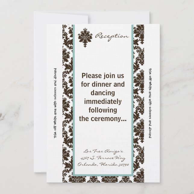 3.5x7 Reception Card Brown Tiffa Damask (Front)
