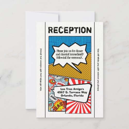 35x7 Reception Card Comic Strip Book Pop Art Coup