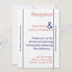 3.5x7 Reception Card Coral Navy Chevron