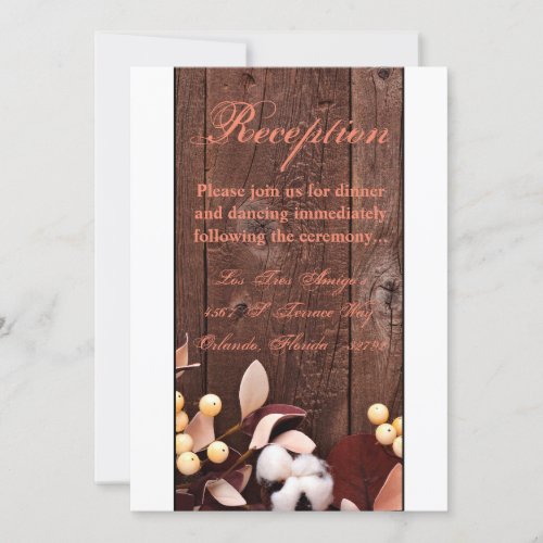 35x7 Reception Card Cotton Branch on Dark Wood St