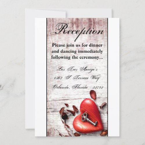35x7 Reception Card Country Wood Key to my Heart 