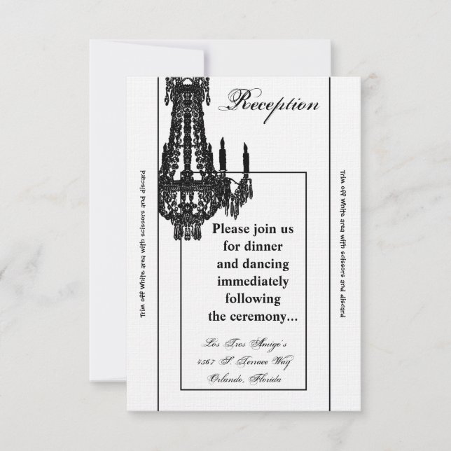 3.5x7 Reception Card Crystal Chandelier Glitz Glam (Front)