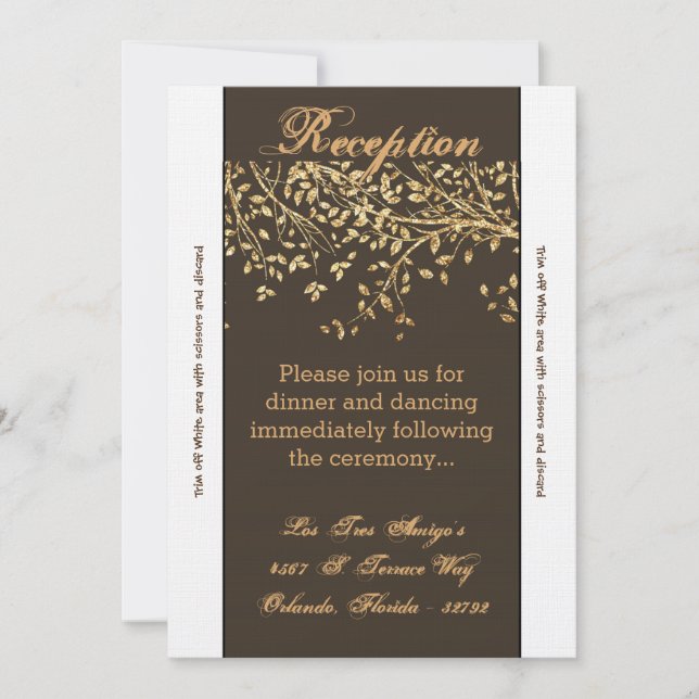 3.5x7 Reception Card Gold Foil Autumn Fall Tree (Front)