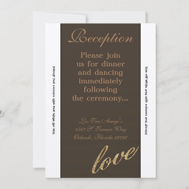 3.5x7 Reception Card Gold Foil Glitter Love (Front)