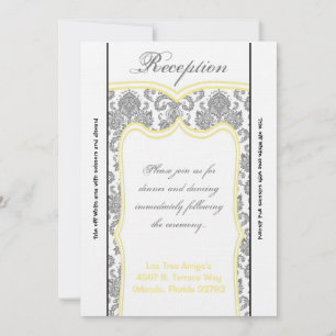 3.5x7 Reception Card Gray Yellow Damask