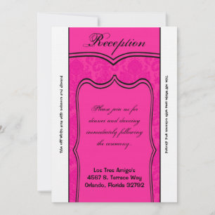 3.5x7 Reception Card Hot Pink Damask