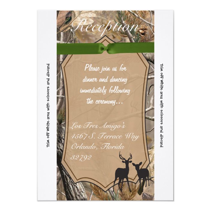 3.5x7 Reception Card Hunters Camo Camoflauge Deer 