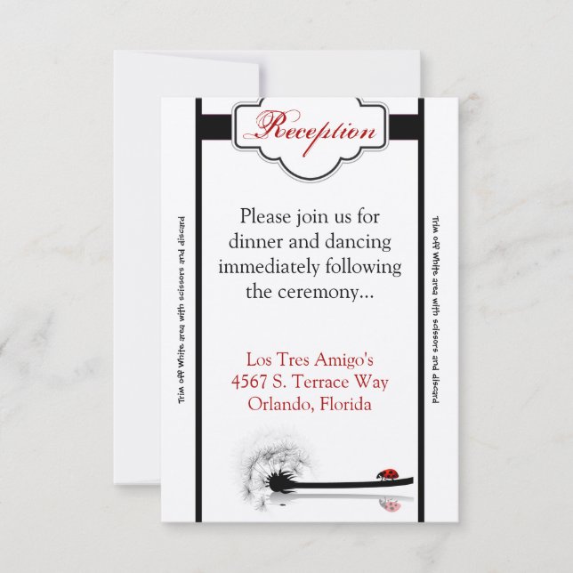 3.5x7 Reception Card Lady Bug Dandilion Flower Ins (Front)