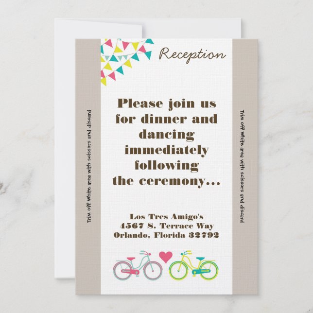 3.5x7 Reception Card Lovers Bike Bicycl (Front)