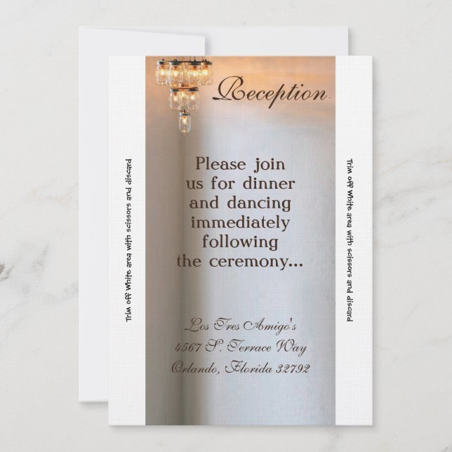 3.5x7 Reception Card Mason Jar Chandelier Candle (Front)