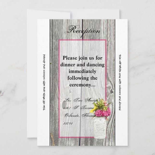 3.5x7 Reception Card Mason Jars with Wildflowers (Front)