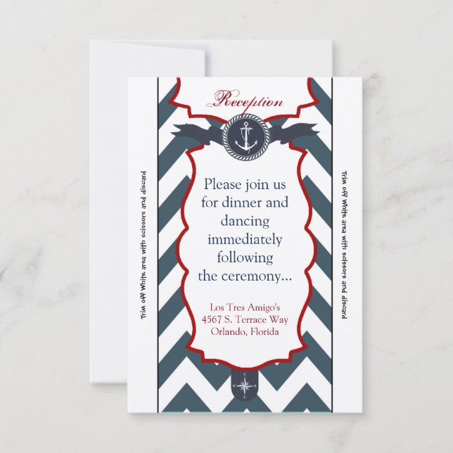 3.5x7 Reception Card Nautical Anchor Compass Ocean (Front)